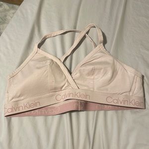 Pink Calvin Klein sports bra